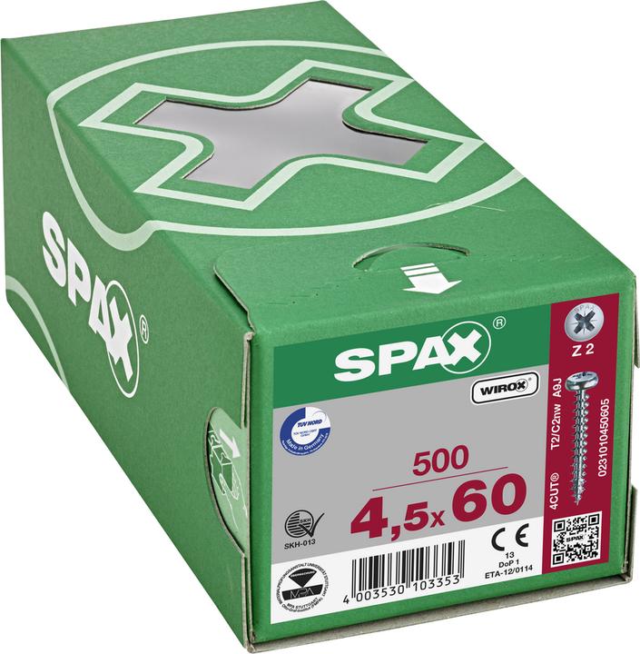 Produktbild Spax Halbrundkopf Kreuzschlitz Z2 Vollgewinde Wirox (500 Schrauben pro Stück)