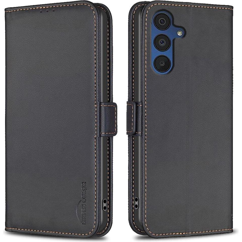 Binfen Color Galaxy A15 - BINFEN Flip Case Hülle schwarz (Samsung Galaxy A15), Smartphone Hülle, Schwarz
