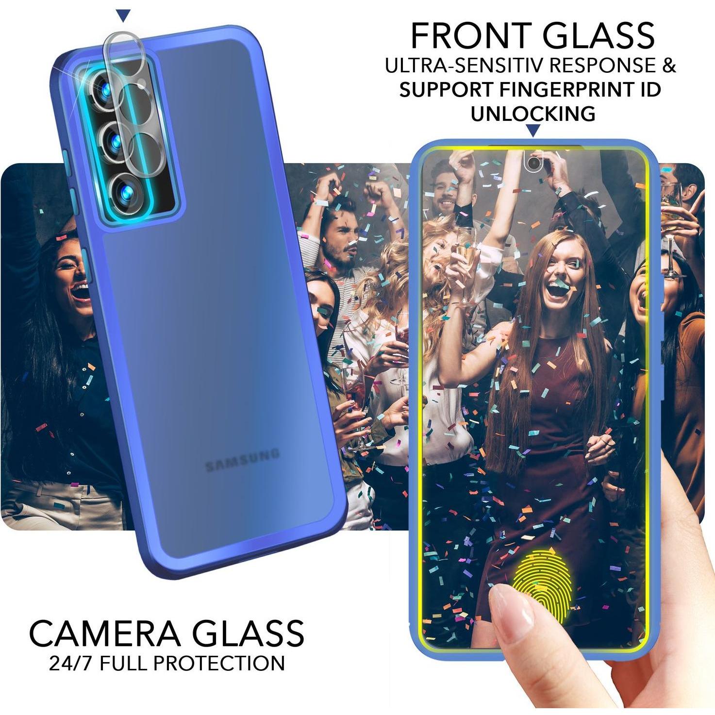 Thumbnail - Nalia Hybrid Hülle Semi-Transparent mit 2x Display-Schutzglas & 2x Kamera-Glas (Samsung Galaxy S23+), Smartphone Hülle, ...