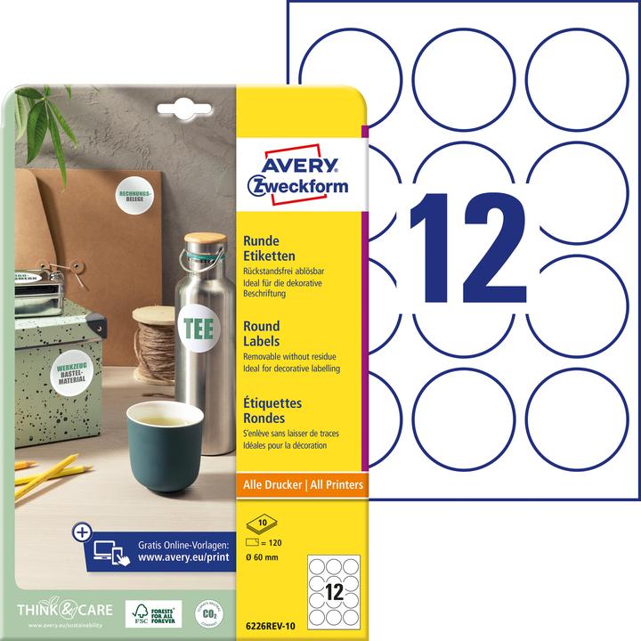 Image du produit Avery Étiquettes rondes, amovibles