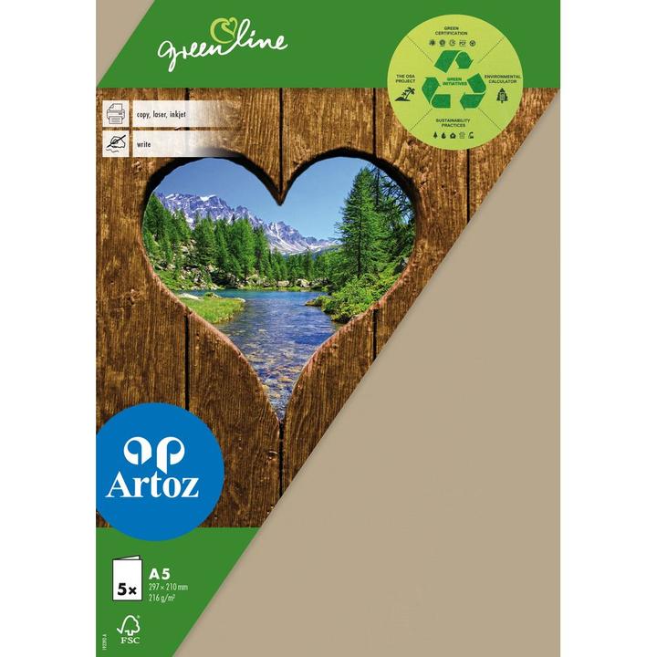 Produktbild Artoz Blankokarte Green Line A5, 5 Stück, Hellbraun (5 Stk.)