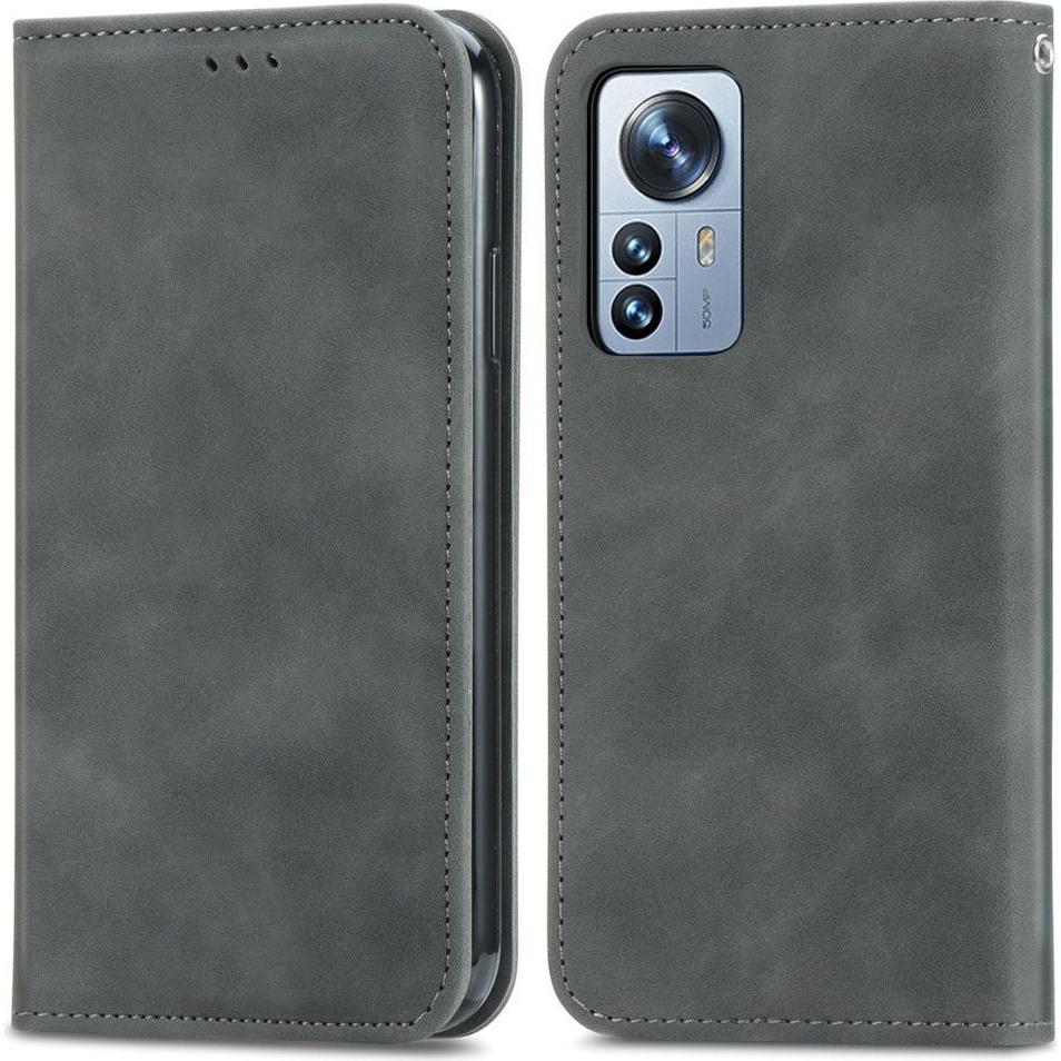 Cover-Discount Xiaomi 12 Pro - Stand Flip Case Hülle grau (Xiaomi 12 Pro), Smartphone Hülle, Grau
