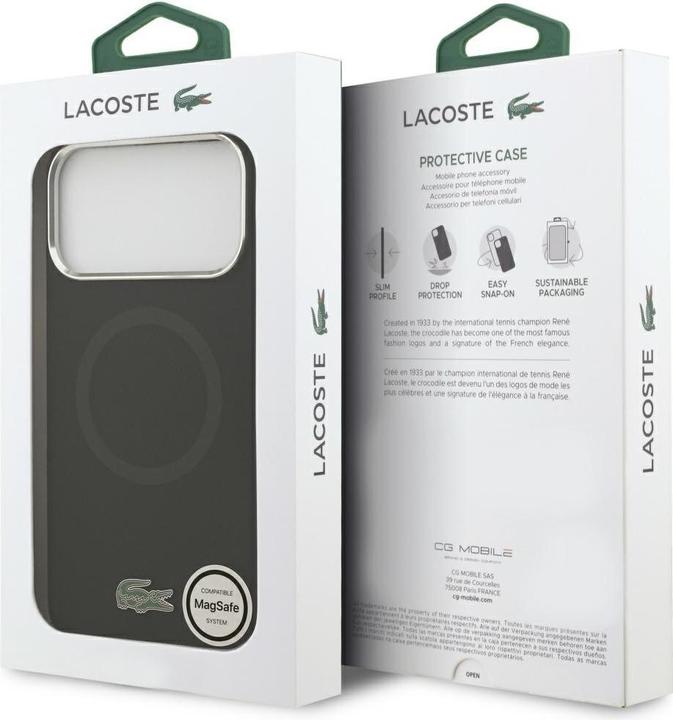 Actual product image Lacoste Silicone Metal Logo MagSafe Case for iPhone 17 Pro Max Black (Apple iPhone 17 Pro Max)