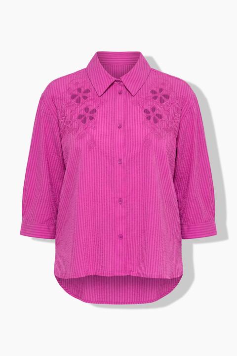 Immagine prodotto Ulla Popken Camicia in seersucker con ricami, collo da camicia e maniche a 3/4 (46)