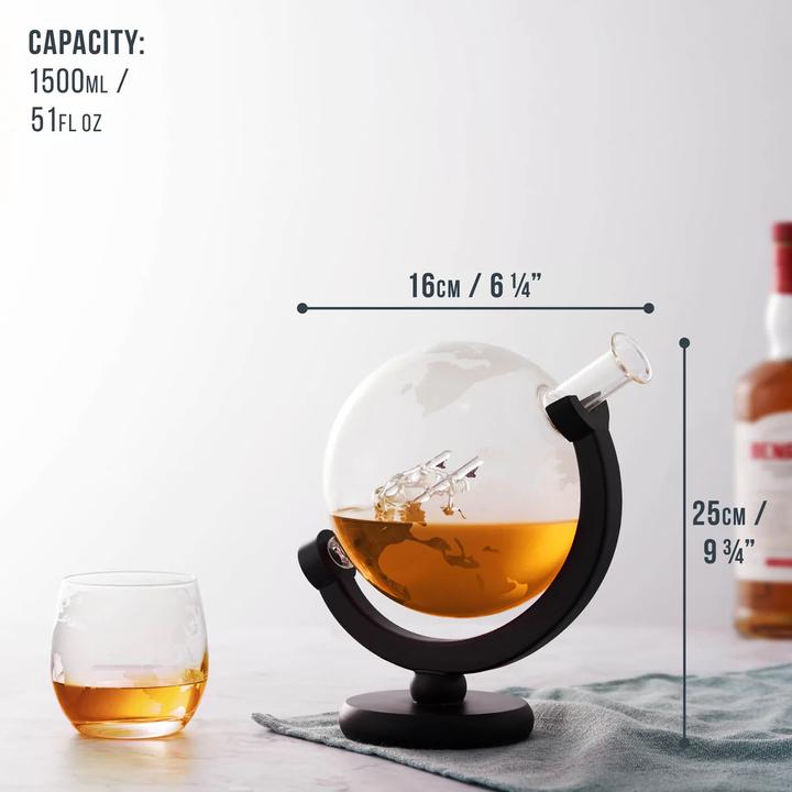 Immagine prodotto Oak & Steel Set di bicchieri da whisky e decanter Globus (1.50 l)