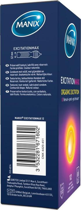 Immagine prodotto Manix Excitation Max" Orgasmic Excitation - 12 preservativi da orgasmo per una sensazione di piacere (12 pz.)