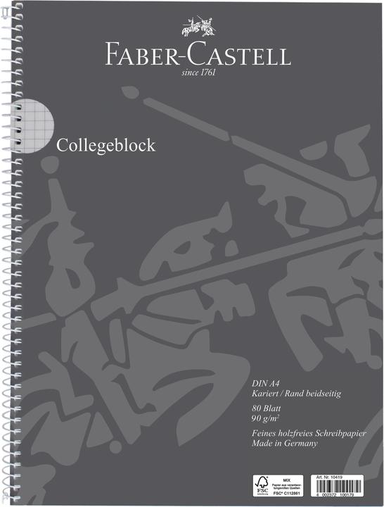 Actual product image Faber-Castell Collegeblock chequered DIN A4 outer margin (A4, Checked, Hardcover)