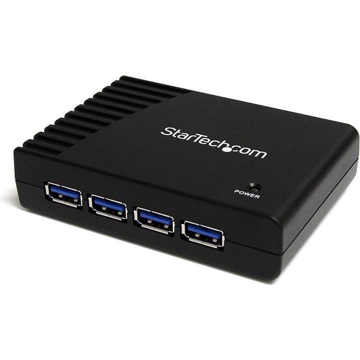 StarTech 4 Port Black SuperSpeed USB 3.0 Hub (USB-B, 4 Ports), Dockingstation + USB Hub, Schwarz