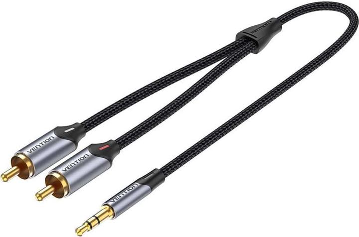 Image du produit Vention 2xRCA cable (Cinch) jack to 3.5mm BCNBF 1m (grey) (1 m, Câbles Cinch)