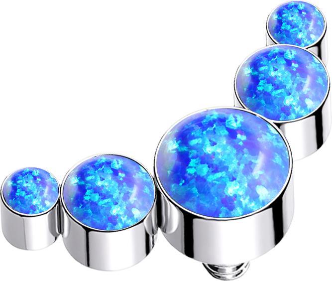 Actual product image Star Piercing Dermal Anchor silver five opals blue (without brass, Surgical steel 316L)