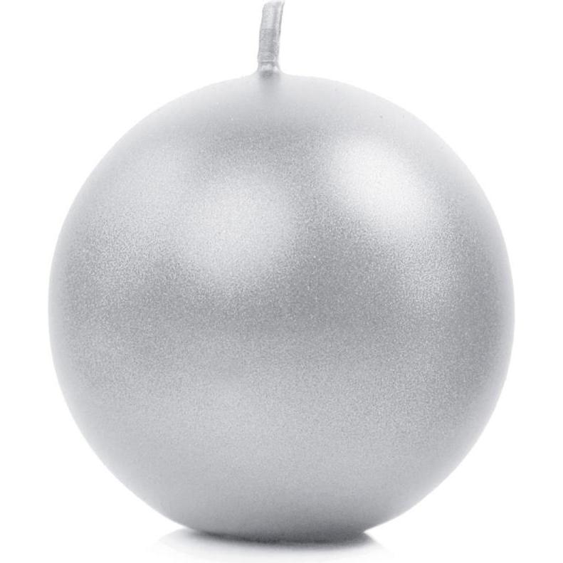 Partydeco, Kerzen, Kugelkerze Silber - 8cm (6pcs) (6 Stk.)