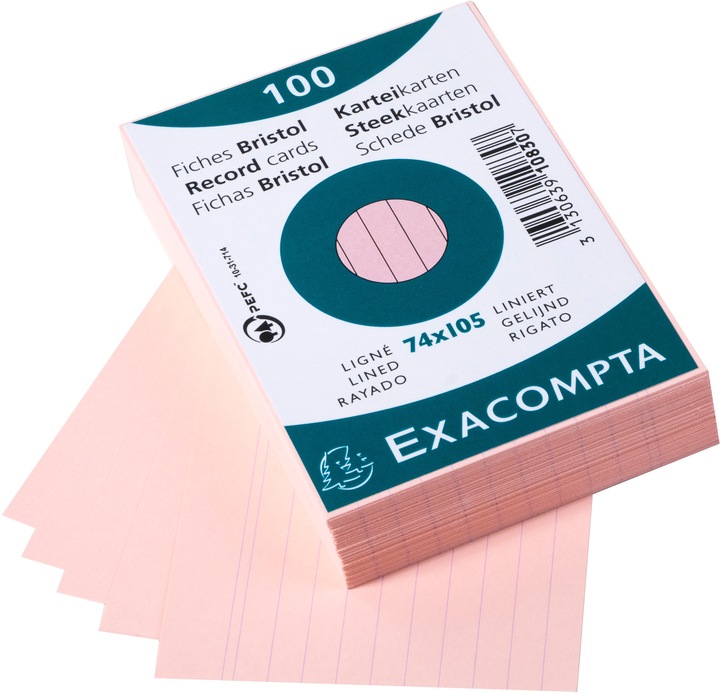 Produktbild Exacompta Karteikarten (74 x 105 mm, 205 g/m², 100 x)