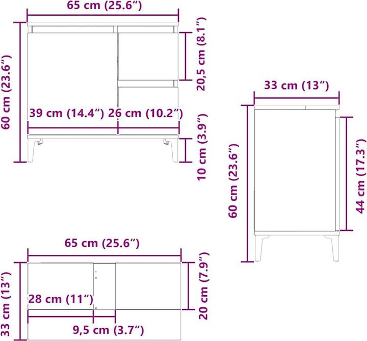 Actual product image vidaXL Waschbeckenschrank (65 x 33 x 60 cm)
