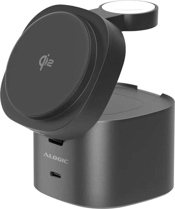 Alogic PowerPod 4in1 Qi2 kabelloses Ladegerät schwarz (30 W)
