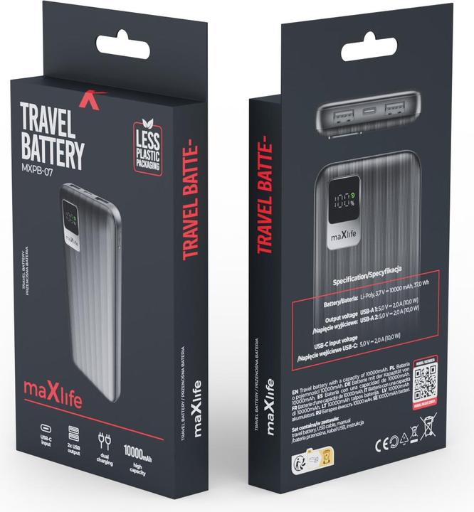 Actual product image Maxlife power bank MXPB-07 10000 mAh black (10000 mAh, 10 W)