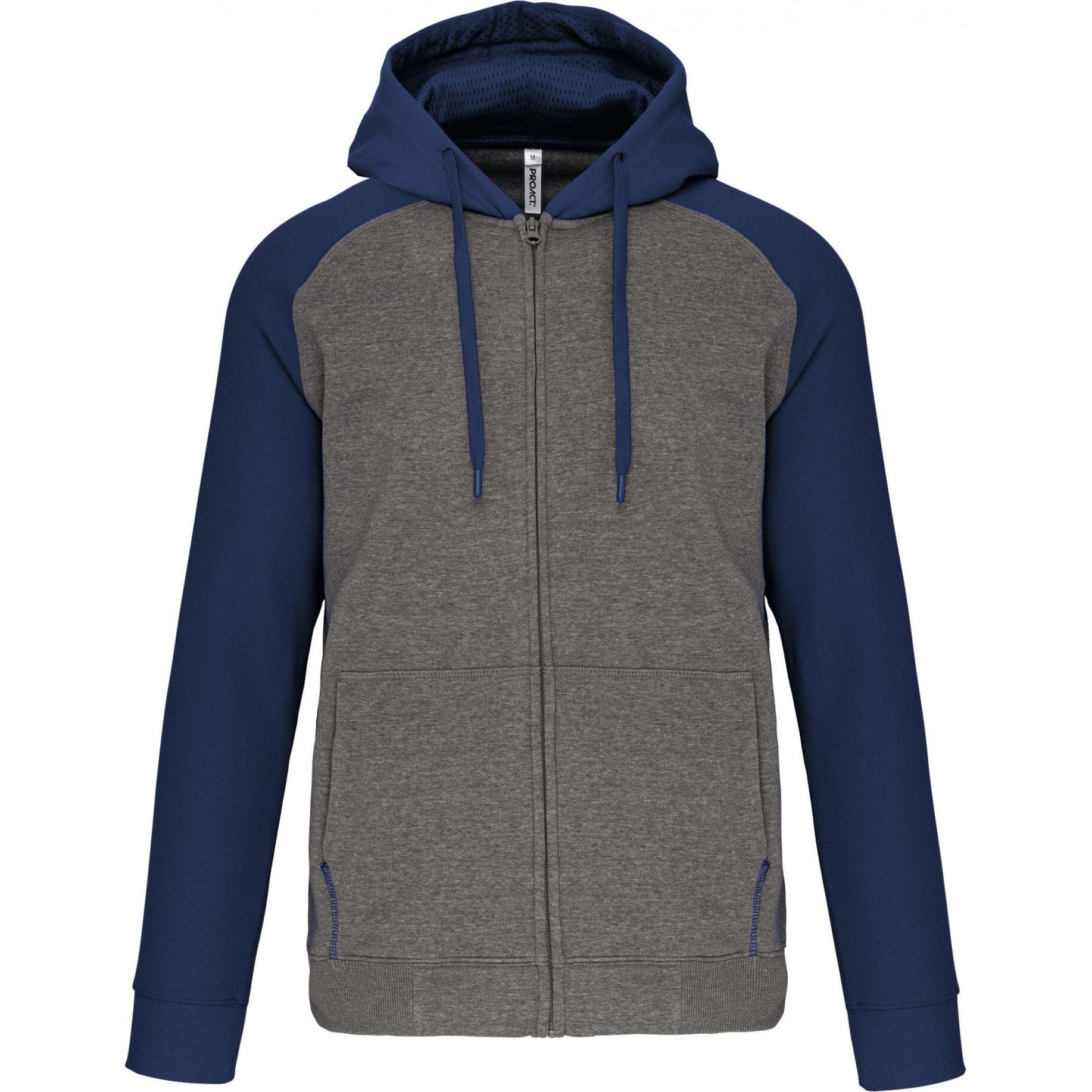 Proact, Pullover, Sweatshirt Zipper mit Kapuze aus zweifarbigem Molton, Grau, (3XL)