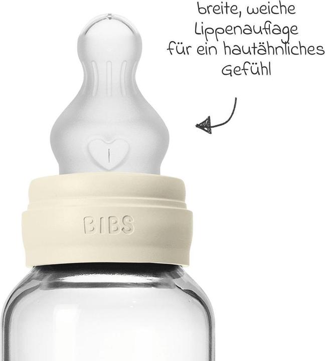 Actual product image Bibs - Glass Baby Bottle Round Silicone 1 pack 120 ml Slow Flow - Ivory - 120 ml (120 ml)