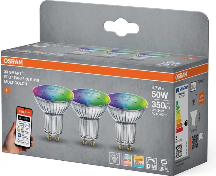 Produktbild Osram Smart+ Matter Spot (GU10, 350 lm, 3x)