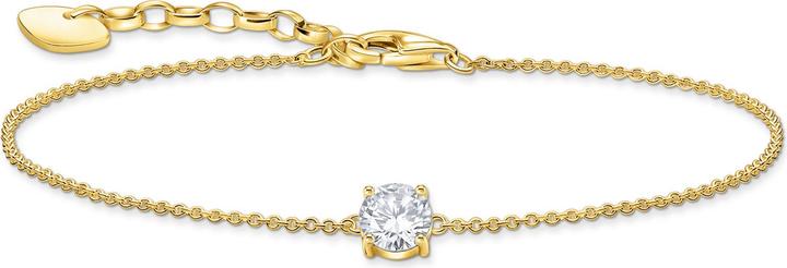 Thomas Sabo Bracelet avec pendentif blanc en zirconium doré (19 cm, Argent sterling 925, Or jaune 750 plaqué or)