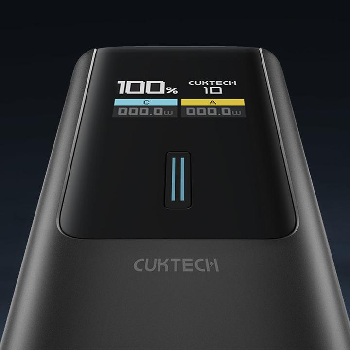 Actual product image Cuktech Powerbank CKPB100PGLBL 150W 10000mAh USB-C USB-A - schwarz (10000 mAh, 150 W, 36 Wh)