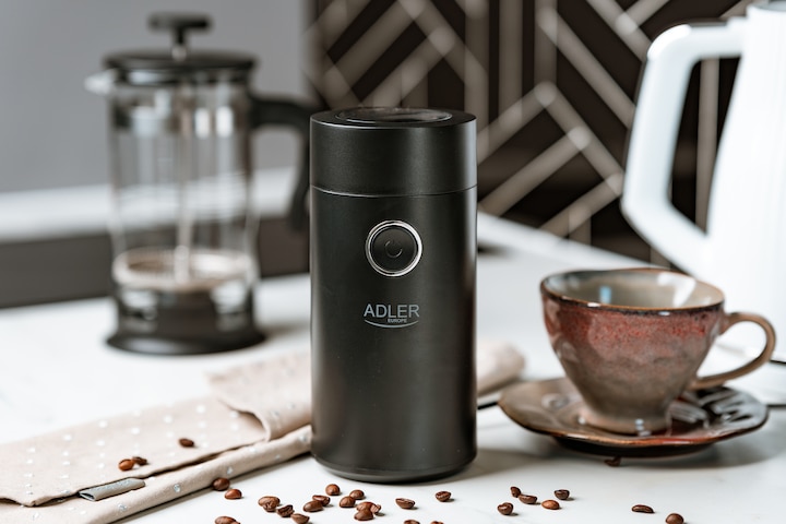 Immagine prodotto Adler Macinacaffè AD4446bs 150 W, Capacità chicchi di caffè 75 g, Interruttore di sicurezza del (Spina CH)