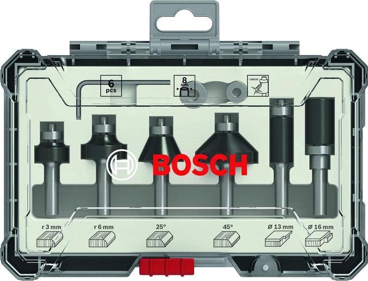 Bosch Professional Zubehör 6-teiliges Rand- und Kantenfräser-Set, 8-mm-Schaft für Handfräsen