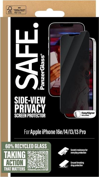 Produktbild PanzerGlass SAFE. Privacy Screen Protector (1 Stück, Apple iPhone 16e, Apple iPhone 13, Apple iPhone 14, Apple iPhone 13 Pro)