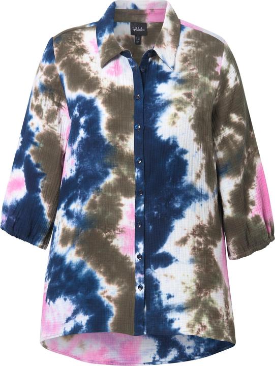 Produktbild Ulla Popken Musselin-Bluse, Batikdruck, Hemdkragen, 3/4-Arm (42, 44)