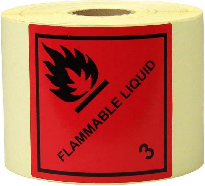 Produktbild Transpak Etiketten Masse 100x100mm Papier rot Aufdruck Flammable Liquid