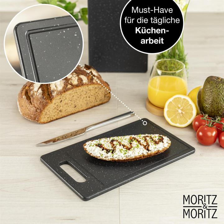 Image du produit Moritz & Moritz 2X planches à découper en plastique avec rainure à jus aspect granit - 25 x 15 cm