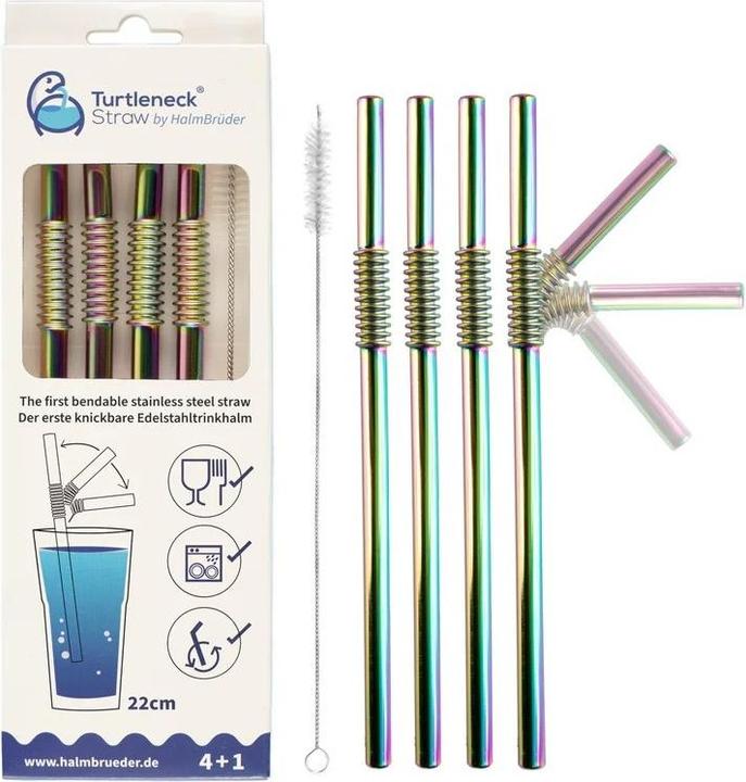 Image du produit Turtleneck Straw Pailles pliables en acier inoxydable (4 x)