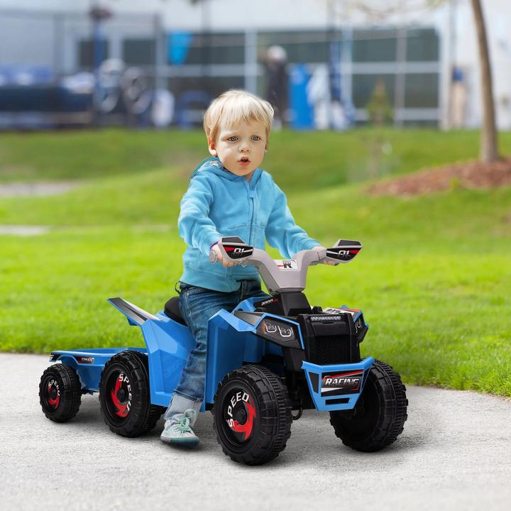 Actual product image Homcom Children's quad bike, rechargeable, 2.5 km/h, with trailer, 50 min driving time, for children aged (6 V)