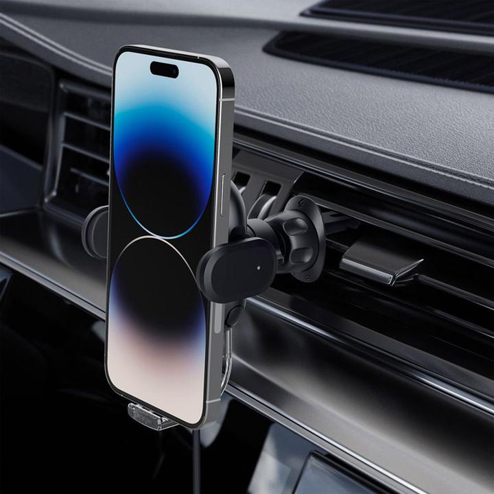Actual product image Spigen car mount with charger UTS12W Onetap Universal Vent Car Mount Wireless Charger black