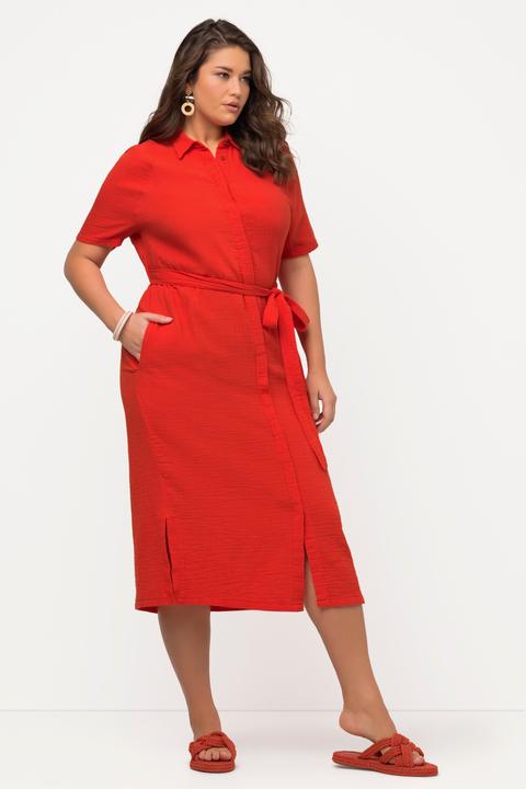 Produktbild Ulla Popken Midikleid, Hemdkragen, Halbarm, Musselin (54)