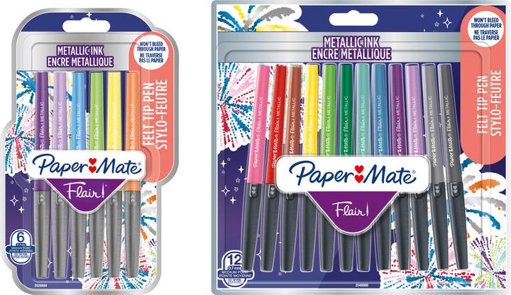 Immagine prodotto Paper Mate penne con punta in fibra Flair 6s METALLIC M (Multicolore, 6 x)