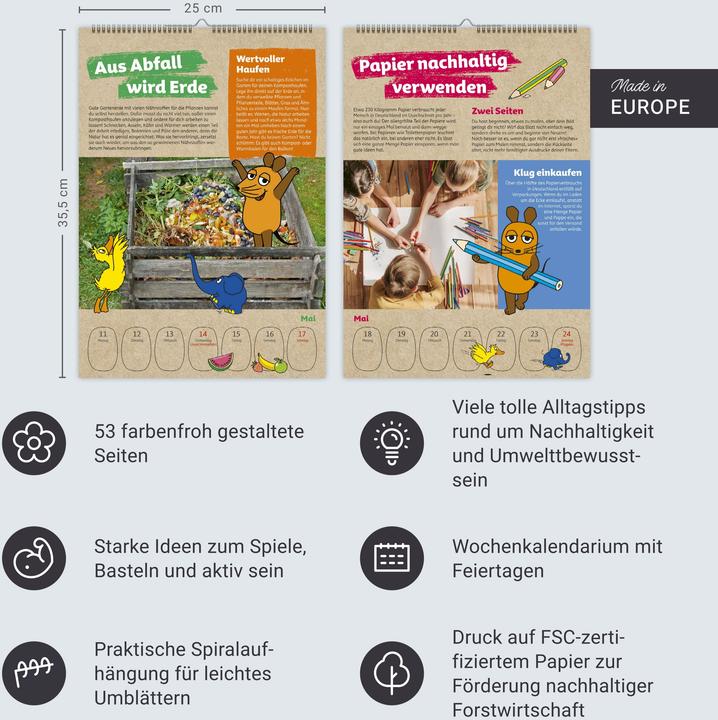 Image du produit Harenberg Schütze die Erde mit der Maus Wochenkalender 2026 (Couverture rigide, Allemand)