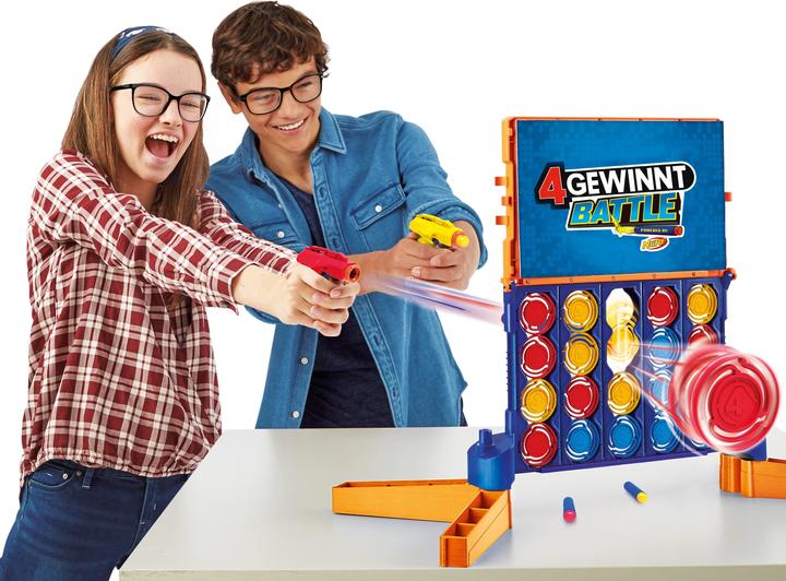 Produktbild Hasbro Gaming 4 gewinnt Battle Spiel mit Nerf Blastern