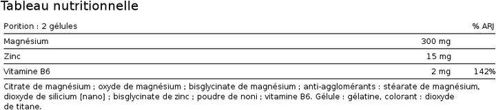 Nutritional values and ingredients Eric Favre Zma (120 Piece, Capsules)
