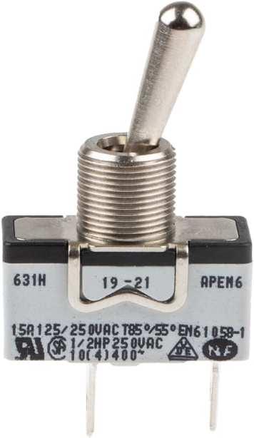 Actual product image APEM Toggle Switch SP on - off metal lever
