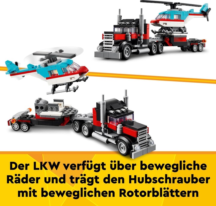 Produktbild LEGO Tieflader mit Hubschrauber (31146, LEGO Creator 3-in-1)