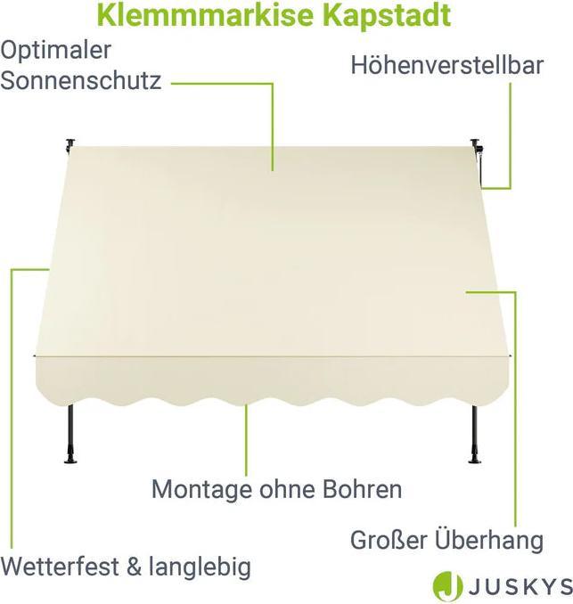 Actual product image Juskys Klemmmarkise Kapstadt (2.50 m)