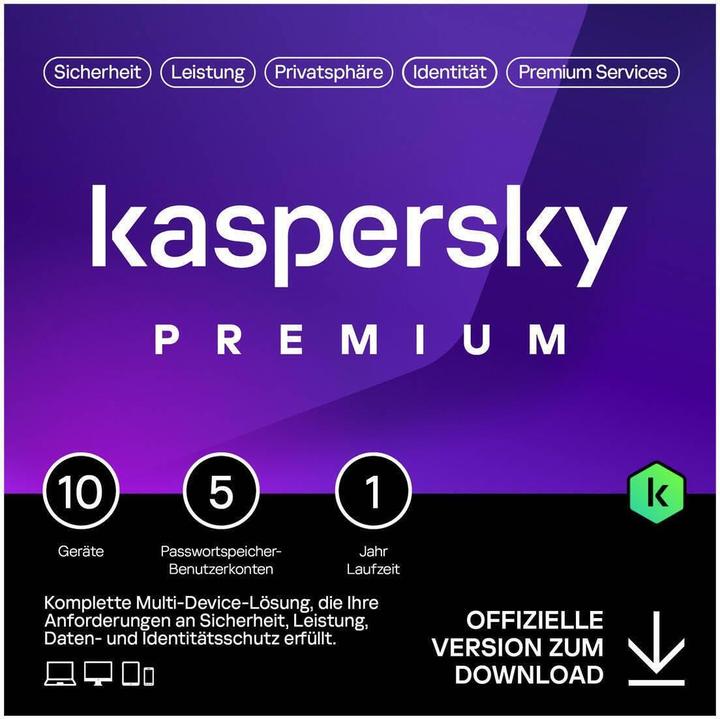 Kaspersky Premium (1 Utente, 10 Dispositivi/Utenti, 12 mesi)