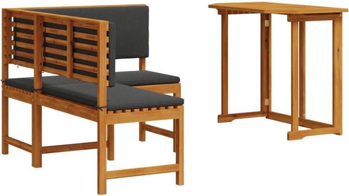 Produktbild vidaXL 2-teiliges Garten-Esszimmer-Set mit Kissen aus massivem Akazienholz