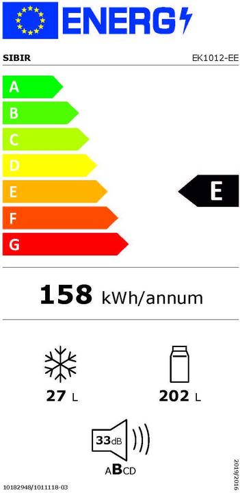 Energy Label Sibir Universal (229 l)
