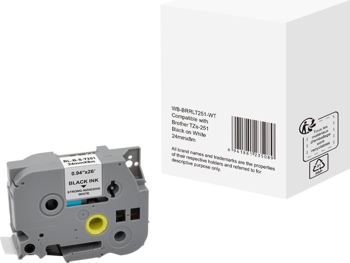 Produktbild Markenlos Schriftband 5BRT251-WT ABS Schwarz (2.40 cm, Weiss)