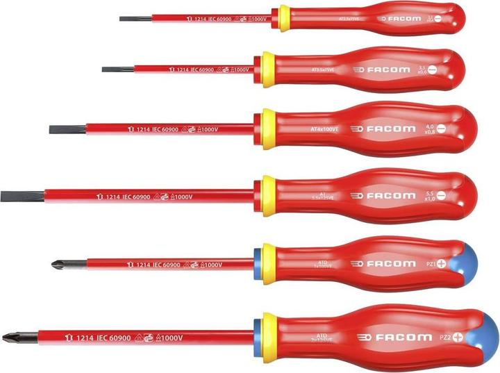 Facom Elektriker Schraubendreher-Set 6teilig (Pozidriv-Kreuzschlitz (PZ))