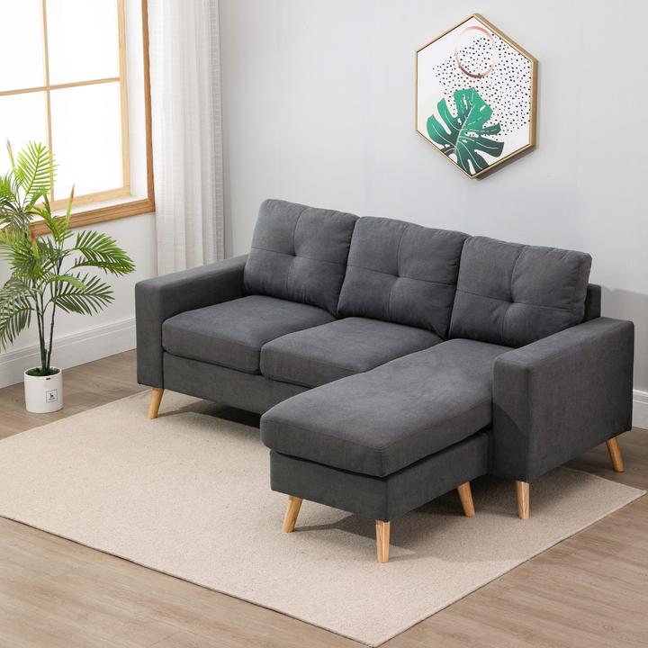 Immagine prodotto Homcom Divano angolare dal design scandinavo con cuciture a bottoni (Divano ad angolo)