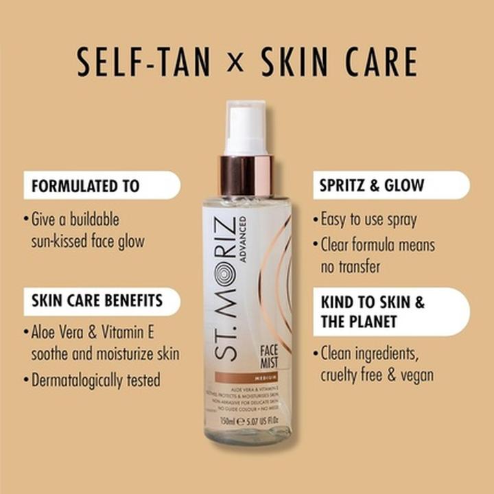 Actual product image St. Moriz Medium Advanced Pro Gradual Self Tan n ing Face Mist) 150 ml (U) (Self tanning foam, 150 ml)