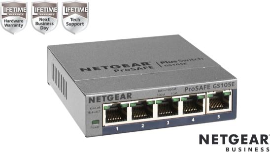 Actual product image Netgear Gs105e-200pes (5 ports)