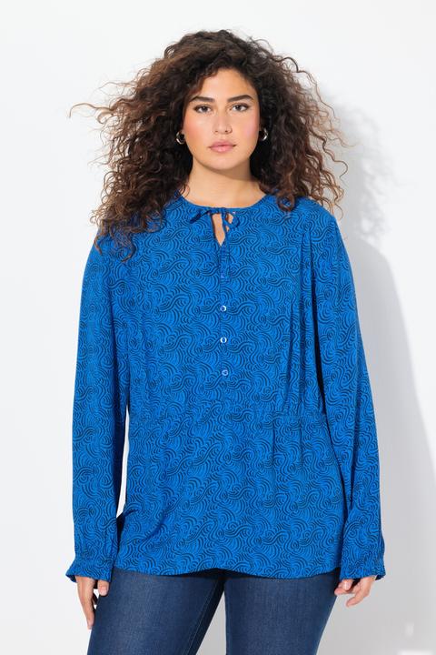 Actual product image Ulla Popken Wave Print Long Sleeve Blouse (46, 48)